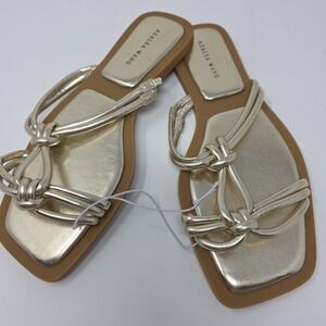 Azalea Wang Nordstram Rack Flat Sandals Womens 9M Stetson Gold Slippers NWT